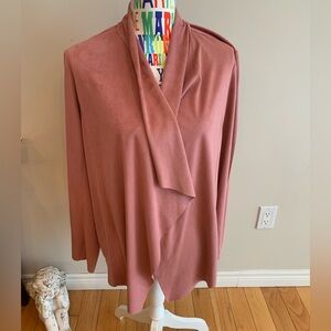 Jules & Leopold Rose Open Front Faux Suede Cardigan